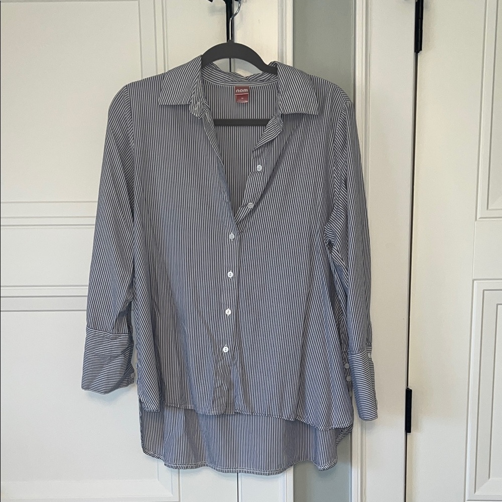 NOM Maternity “everyday shirt”- Classic Striped Button-Up Shirt